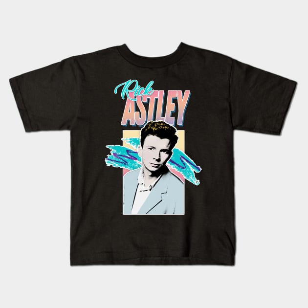 Rick Astley 80s Aesthetic Tribute Design Kids T-Shirt by DankFutura